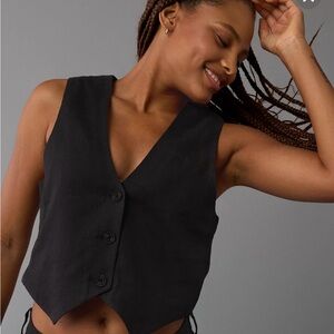 American Eagle Linen-blend vest